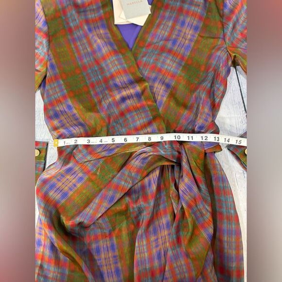 NWT MARELLA Rank Green Plaid Luxury Designer Party Wedding Mini Wrap Dress 2 - Picture 14 of 15